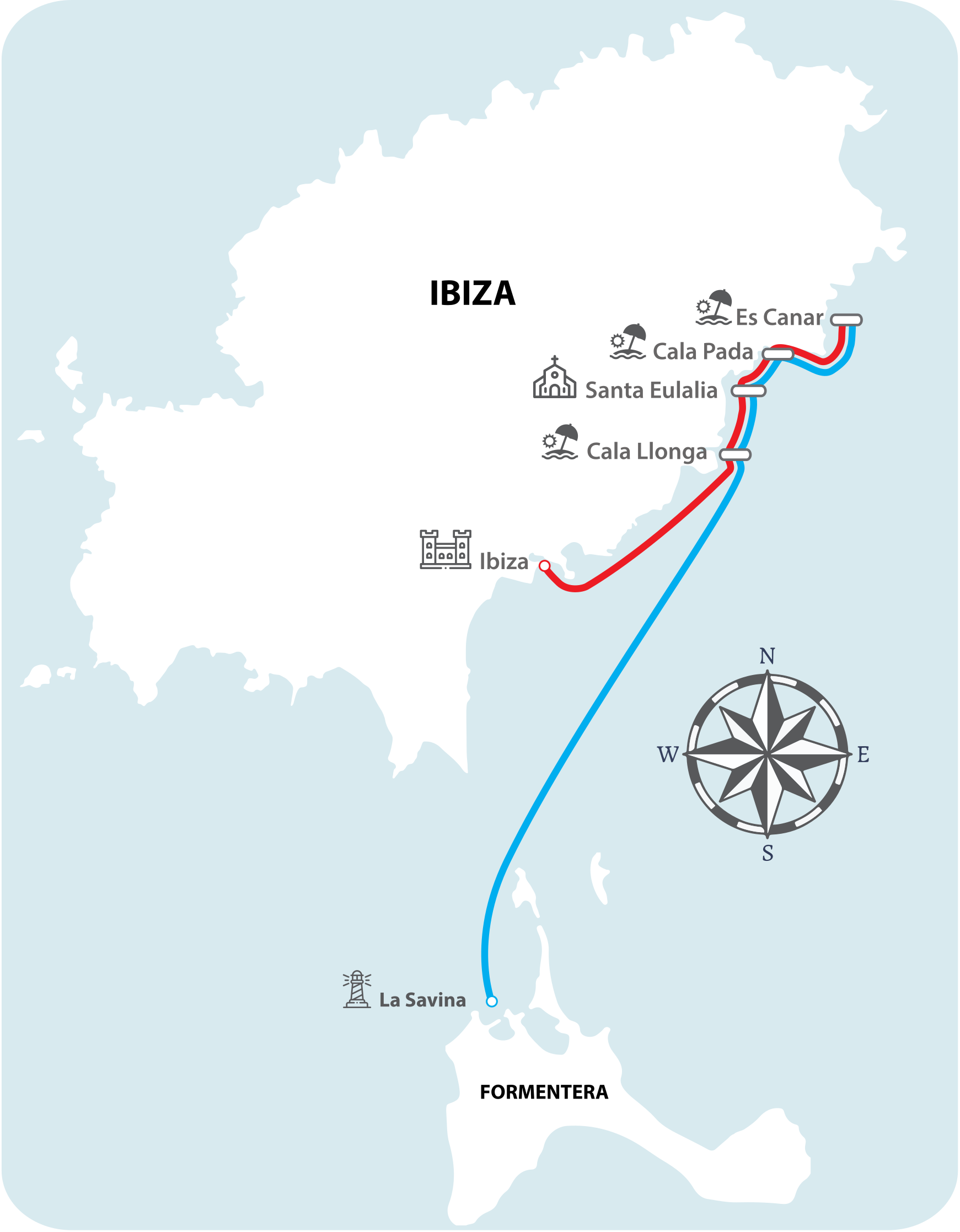 Mapa rutas Santa Eulalia Ferry